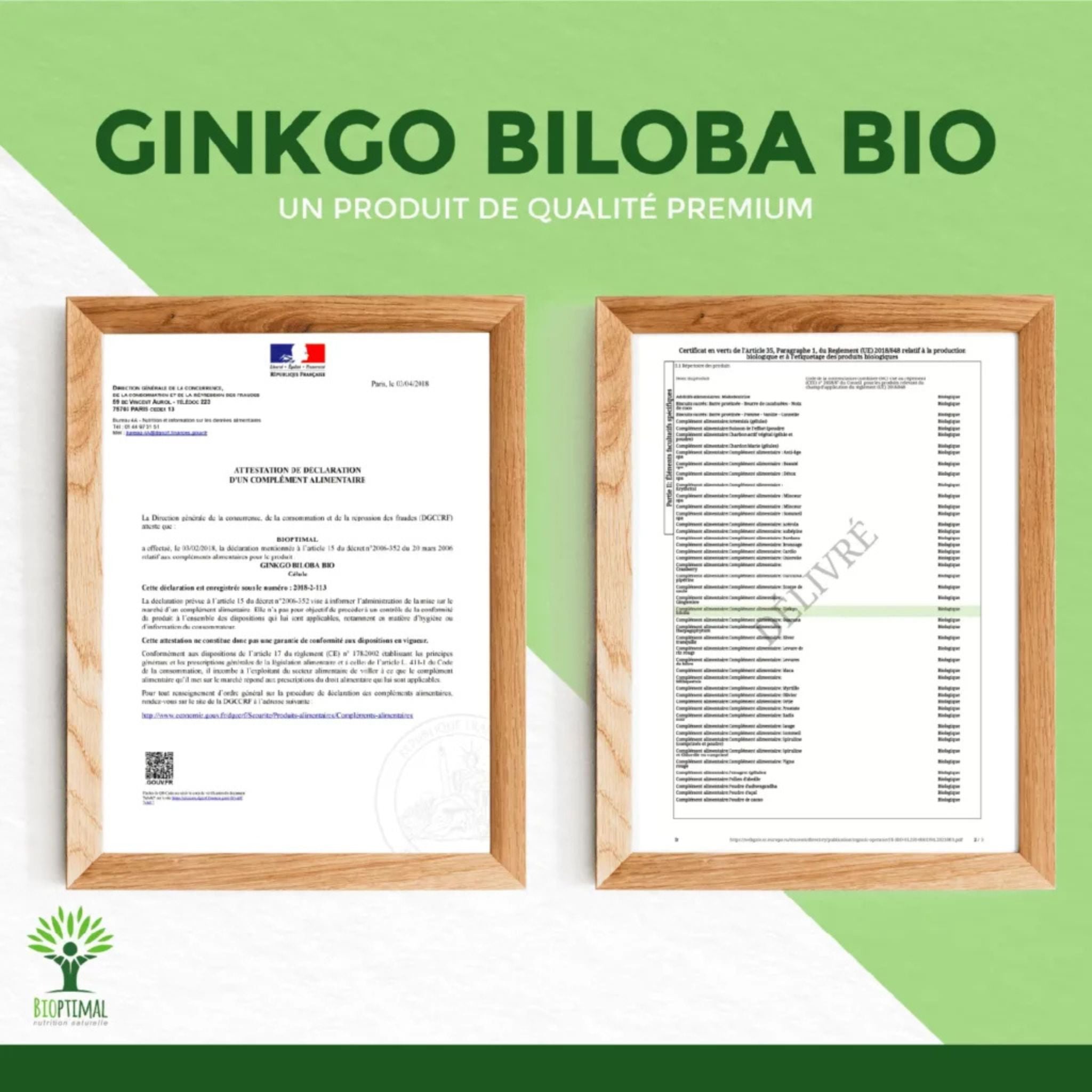 Bio Ginkgo Biloba - 200 Kapseln - Bioptimal - Adaptogen - Adaptogene - Bio - montcalia.ch