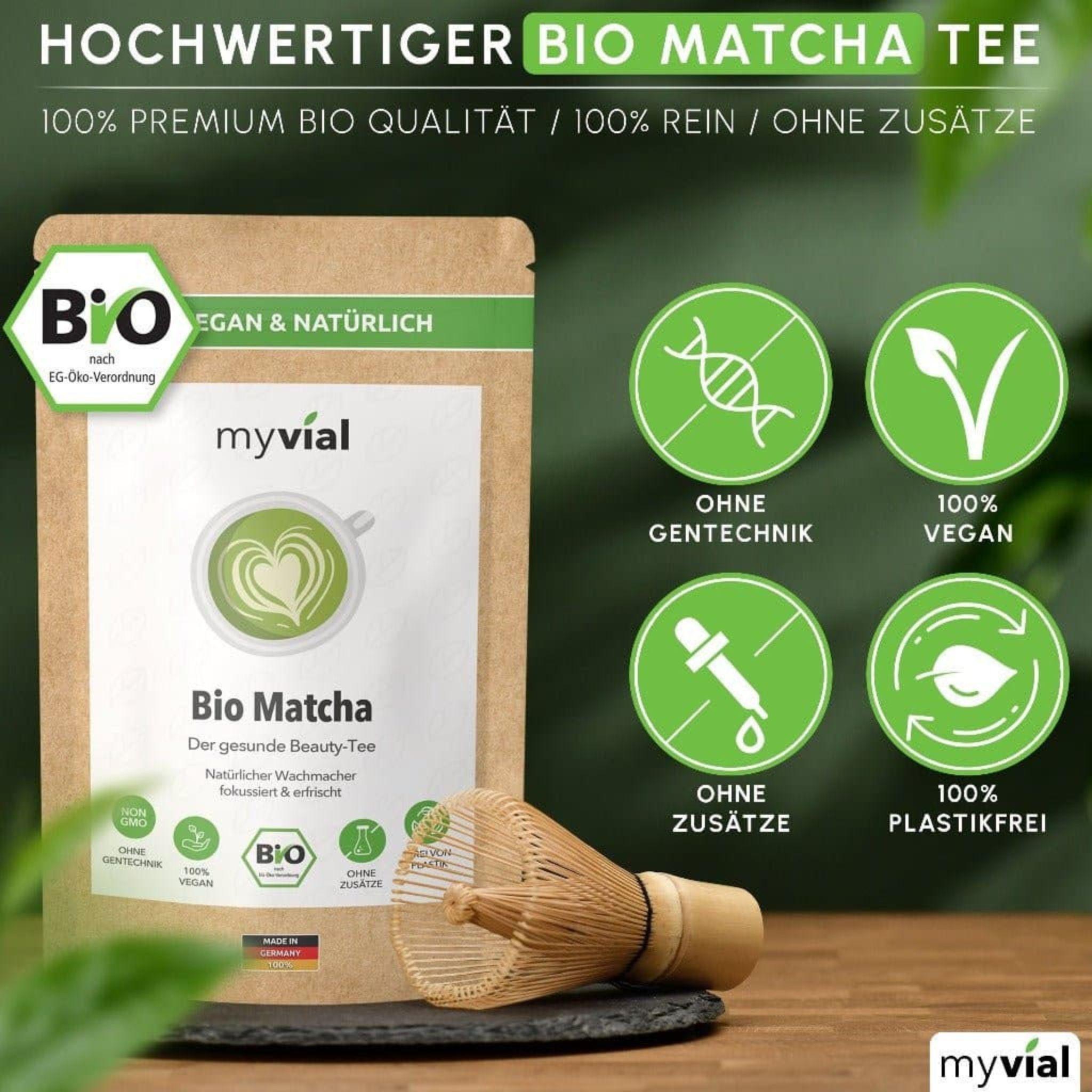 Bio Premium Matcha Pulver aus Japan - 100g - myvial - Bio - chai - EU Bio - montcalia.ch