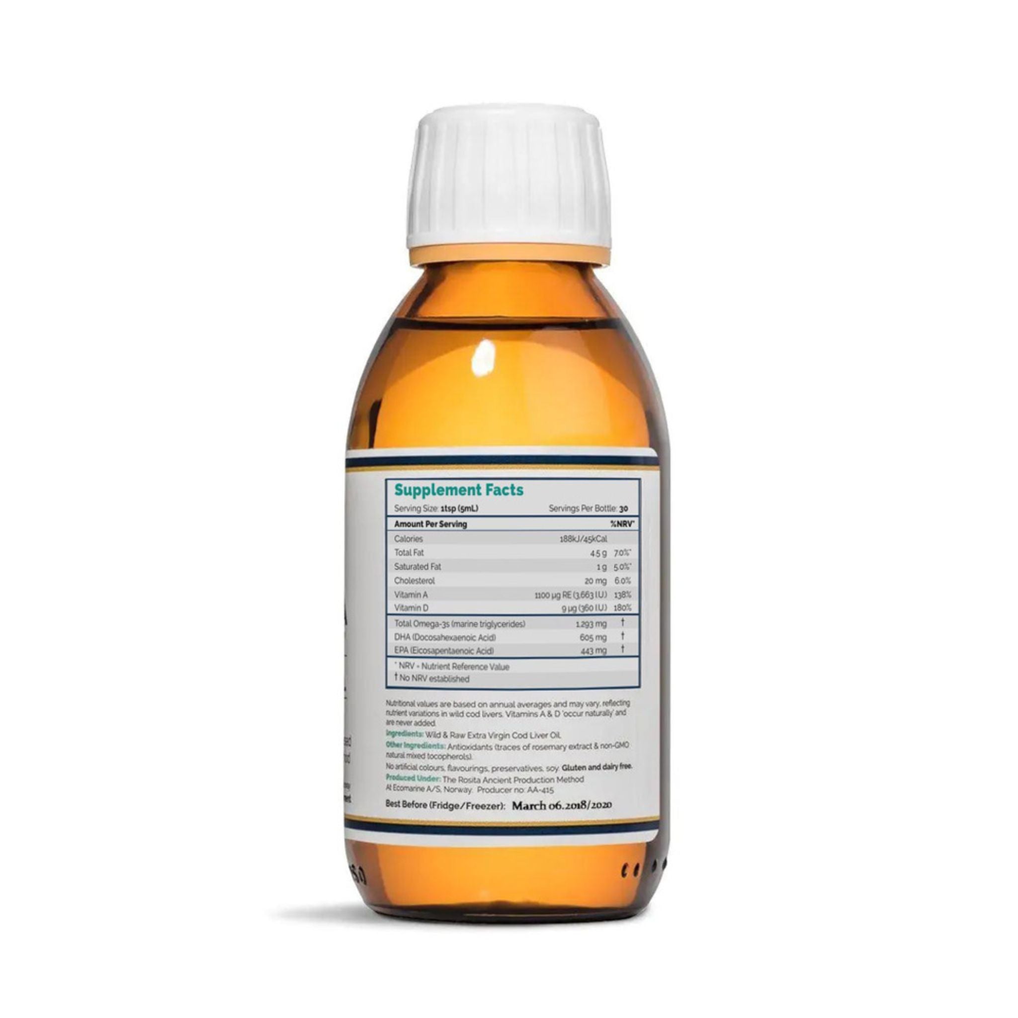 Lebertran Rosita EVCLO flüssig - 150ml - Rosita Real Foods - 1000 UI - 5000 IU - Abnehmen - montcalia.ch