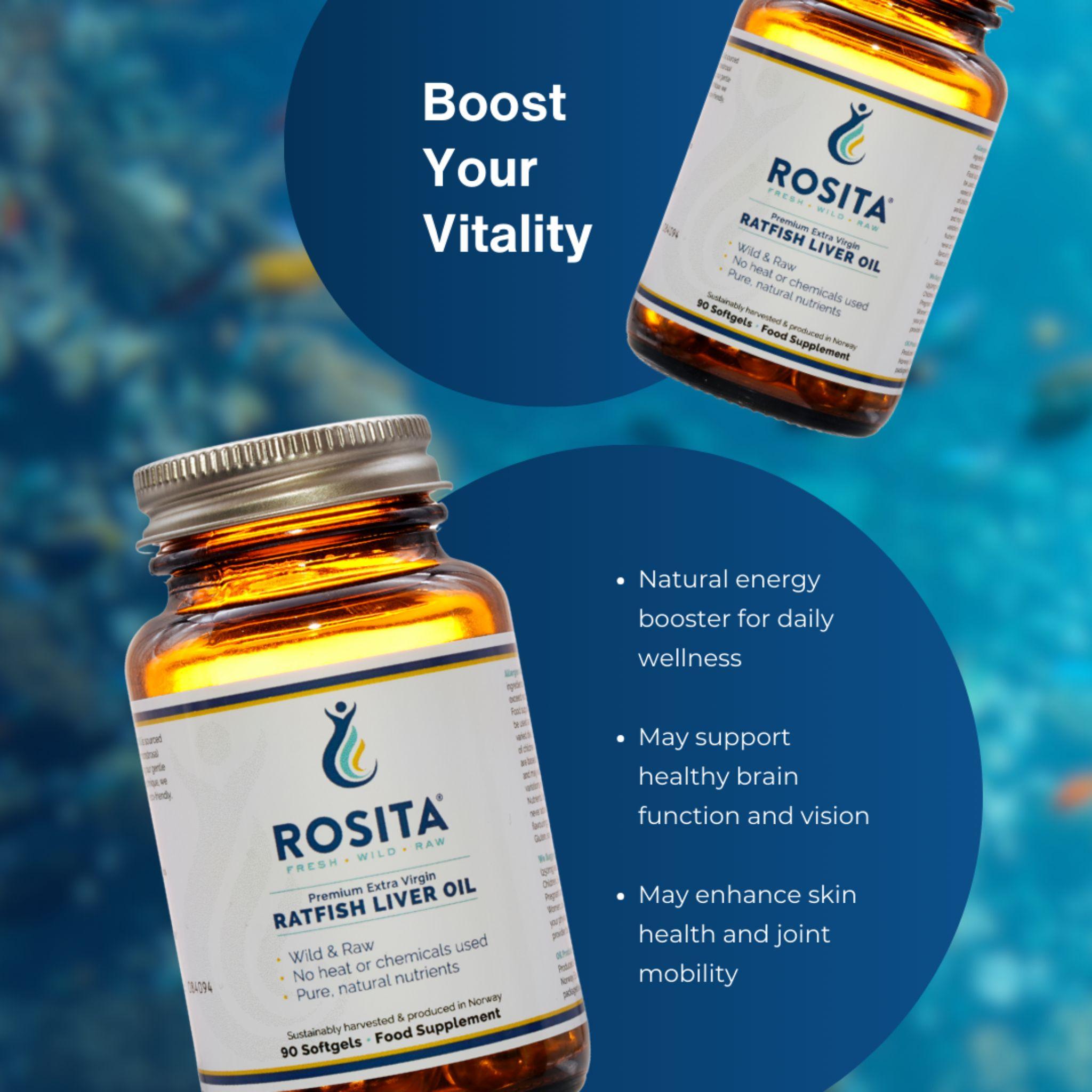 Ratfish Liver Oil - 90 Kapseln - Rosita Real Foods - 1000 UI - 5000 IU - Abnehmen - montcalia.ch