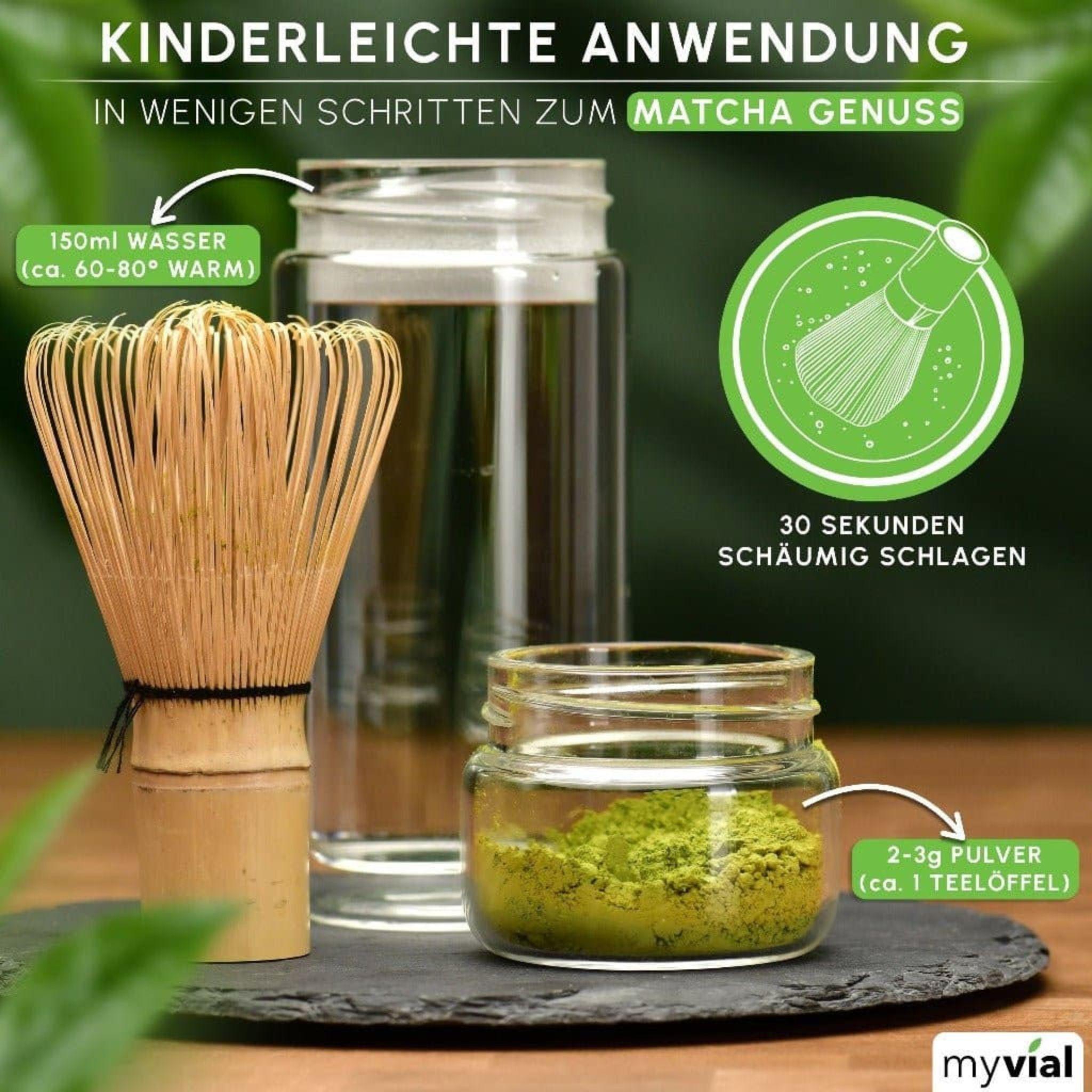 Bio Premium Matcha Pulver aus Japan - 100g - myvial - Bio - chai - EU Bio - montcalia.ch