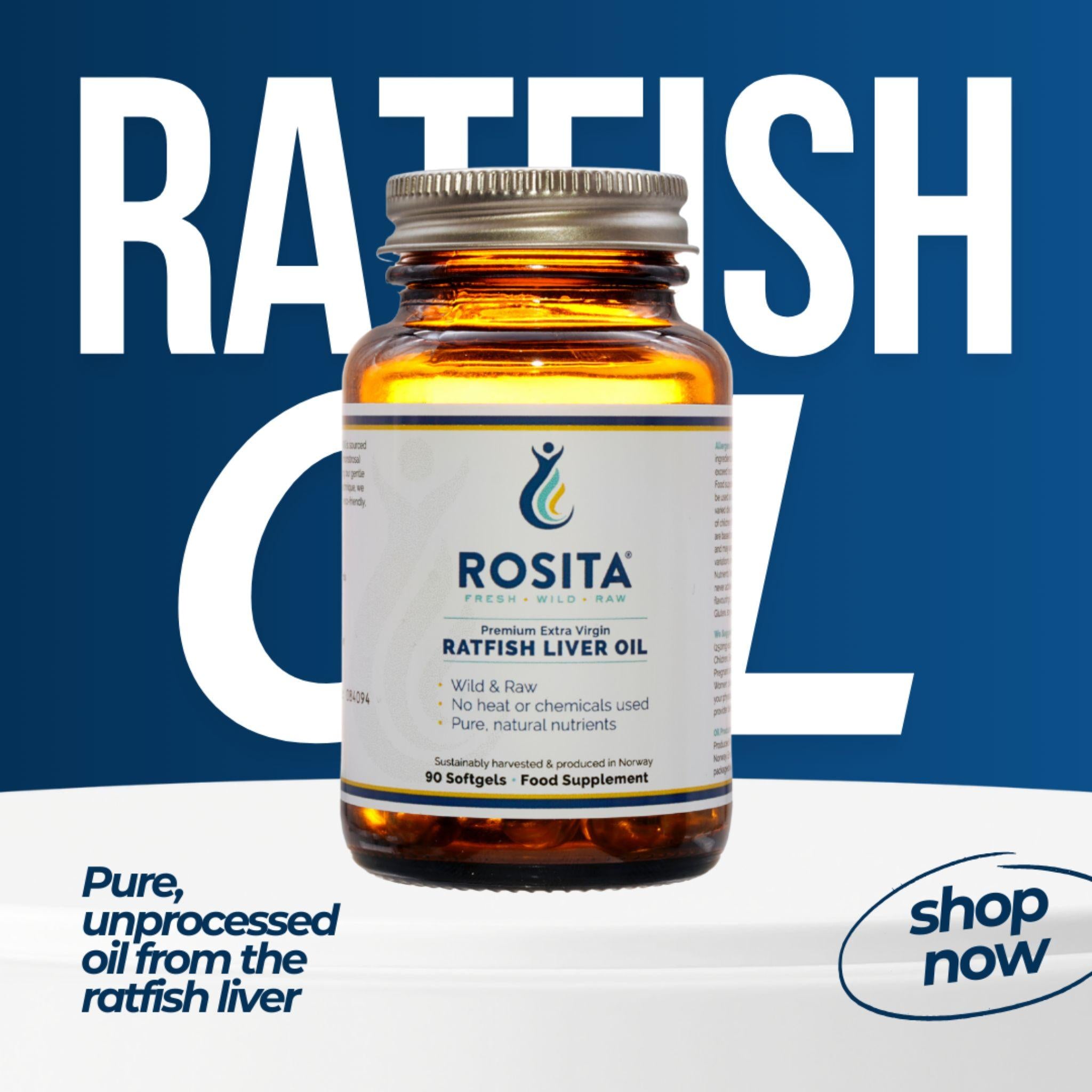 Ratfish Liver Oil - 90 Kapseln - Rosita Real Foods - 1000 UI - 5000 IU - Abnehmen - montcalia.ch