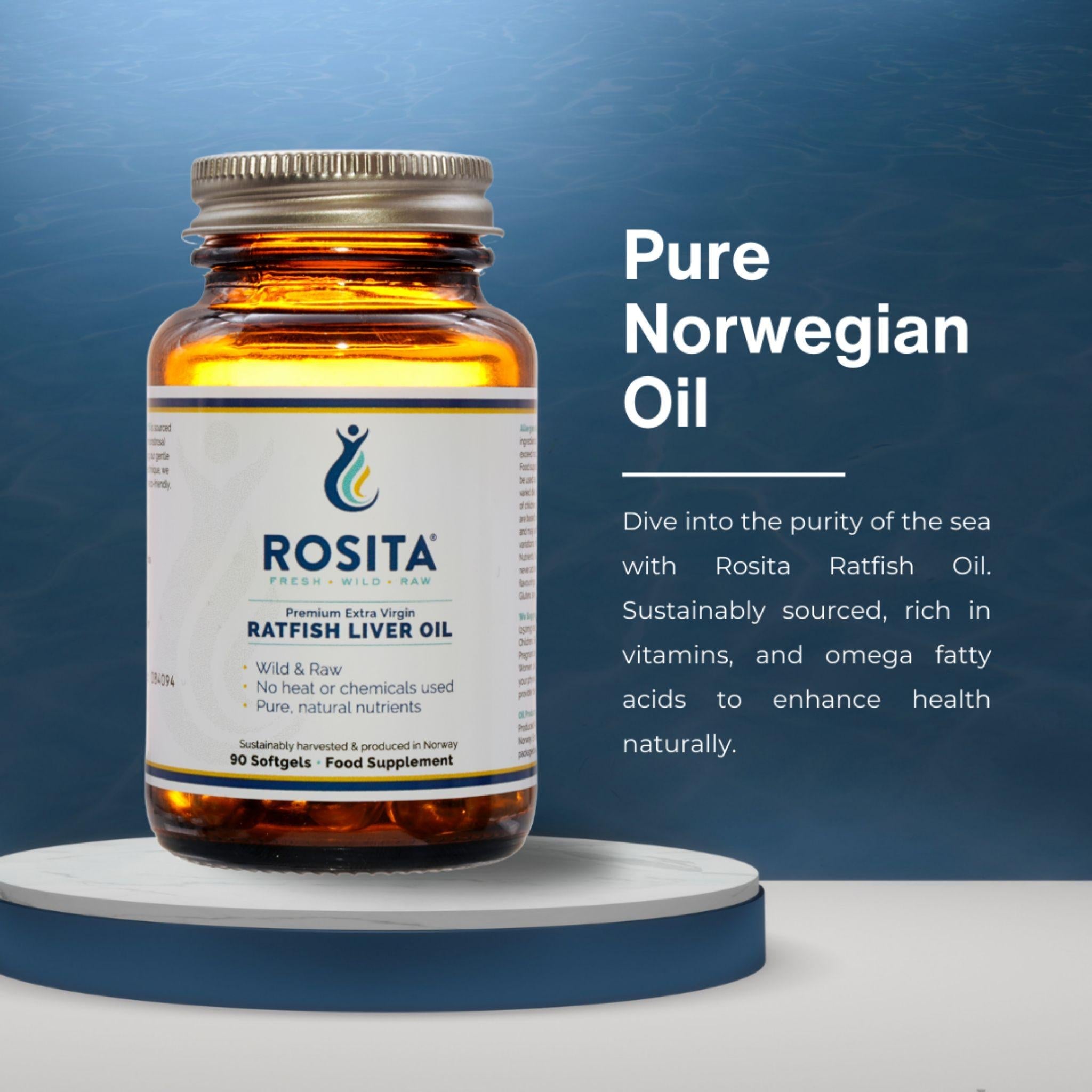 Ratfish Liver Oil - 90 Kapseln - Rosita Real Foods - 1000 UI - 5000 IU - Abnehmen - montcalia.ch