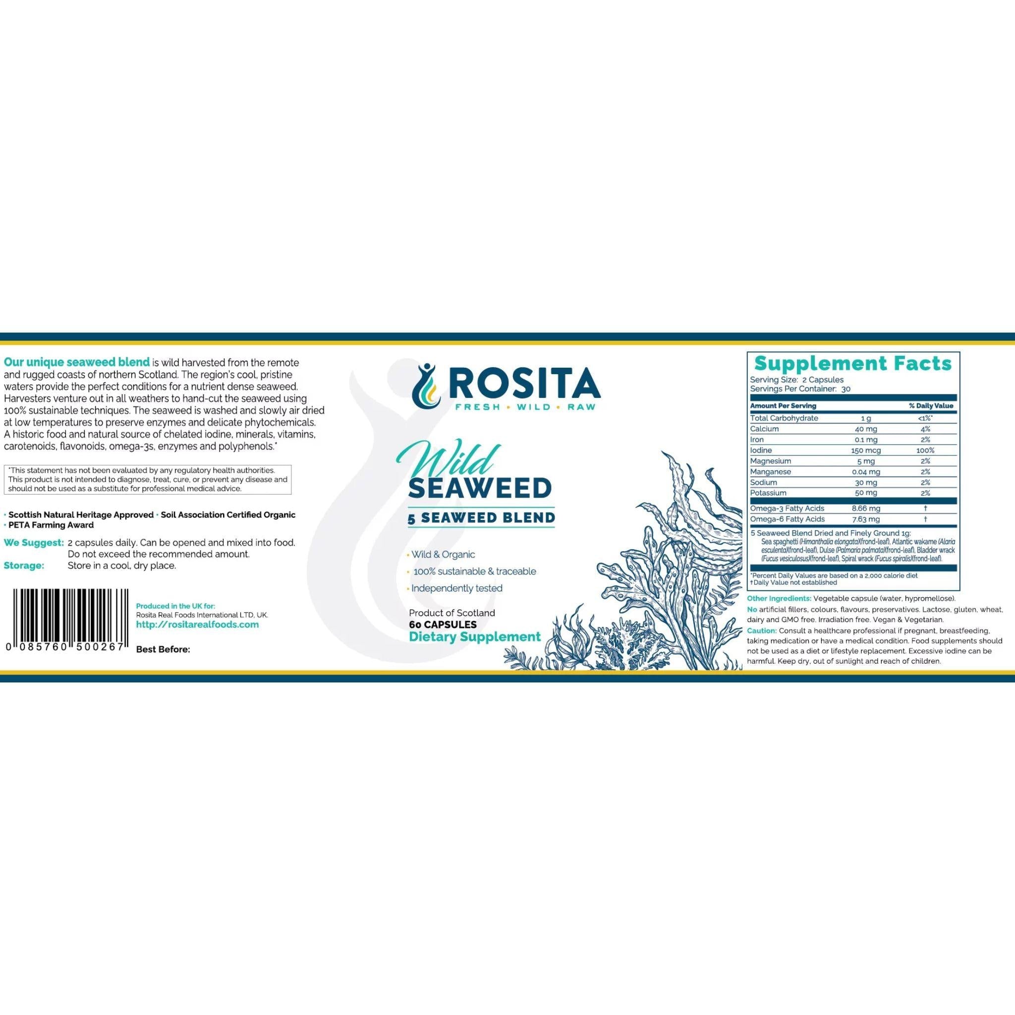 Rosita 5 - Algen - Mischung - 60 Kapseln - Rosita Real Foods - 1000 UI - 5000 IU - Abnehmen - montcalia.ch